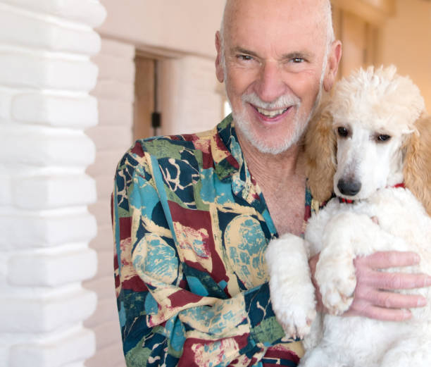 istock Senior man holding a cute puppy 642712506
