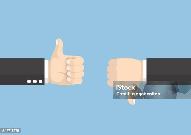 Businessman Hands Showing Thumb Up And Thumb Down Stock Illustration - Download Image Now - Thumbs Up, Moving Down, Enjoyment