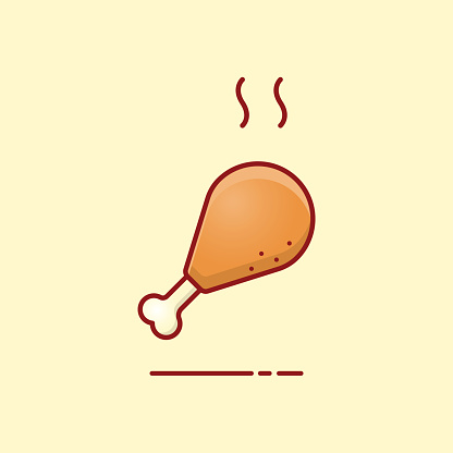 Grilled chicken wing thighs icon, Vector illustration.