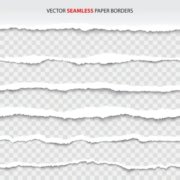 Vector illustration of Torn paper edges, seamless horizontally.