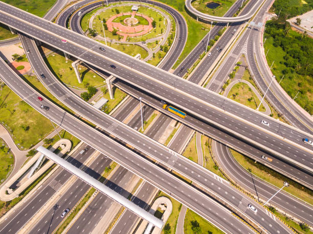 istock Aerial shot of highway interchange 642724164