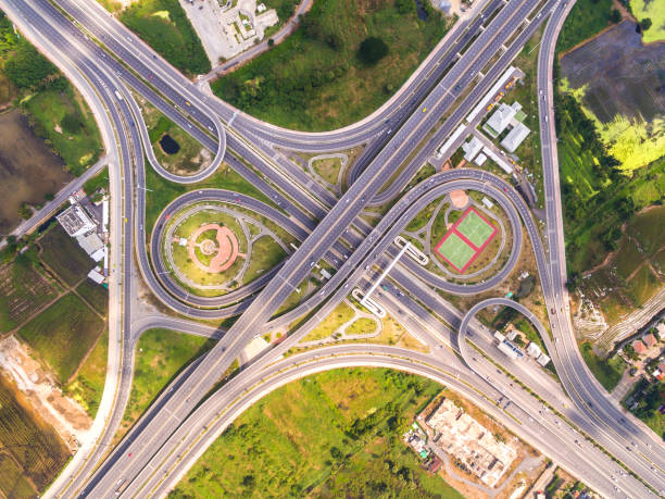 istock Aerial shot of highway interchange 642724510
