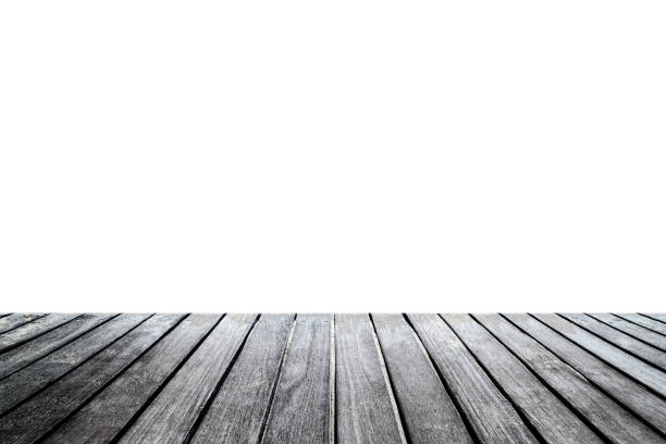 istock Wood table top on white background. Wooden table isolated on a white background, display for you design 642737770