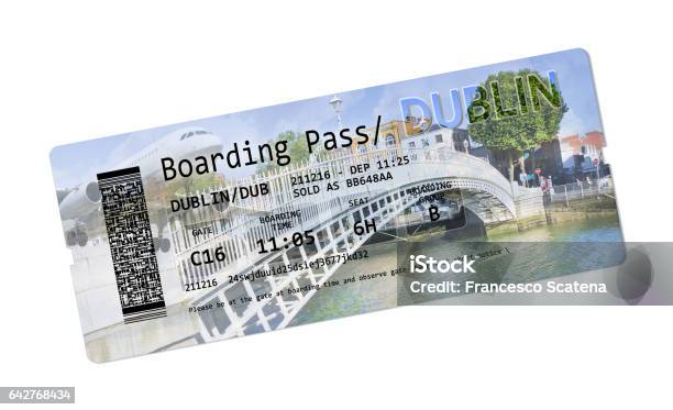 Airline Boarding Pass Tickets To Dublin Concept Image Stock Photo - Download Image Now