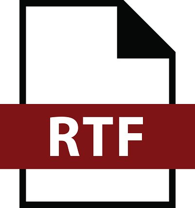 Use it in all your designs. Filename extension icon RTF Rich Text Format in flat style. Quick and easy recolorable shape. Vector illustration a graphic element.
