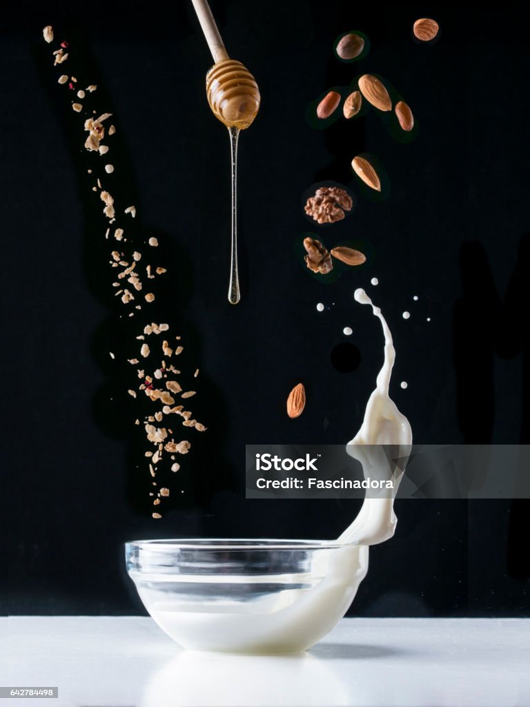 Volare ingredienti salutari per la colazione - Foto stock royalty-free di Cadere