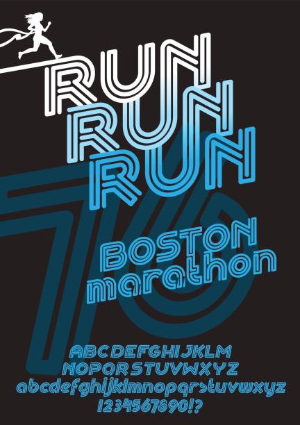 illustrations, cliparts, dessins animés et icônes de police de marathon courir boston - base runner