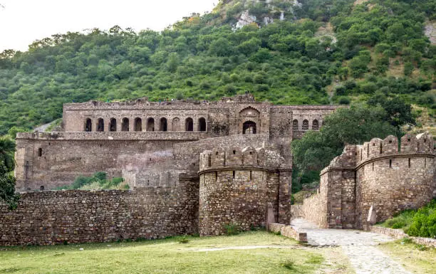 old Bhangarh Fort in India under blue sky