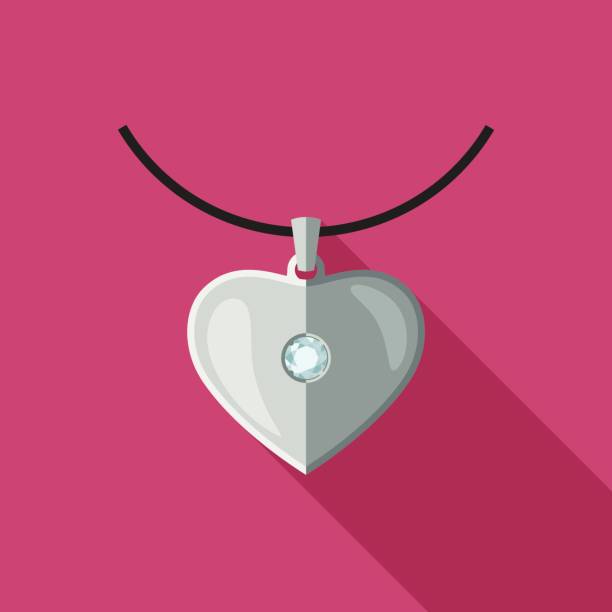 ilustraciones, imágenes clip art, dibujos animados e iconos de stock de colgante  - heart pendant