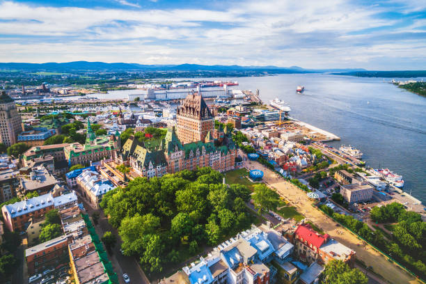 ケベック市と旧港航空写真ビュー, ケベック州, カナダ - quebec city ストックフォトと画像