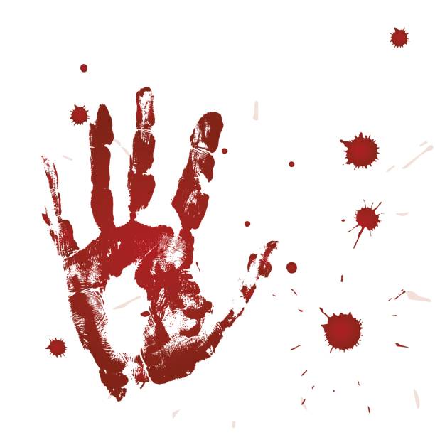 istock Bloody print of a hand and bloodstains 642819208