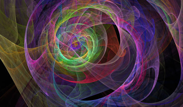 istock Abstract illustration of a fractal pattern on black background 642819556