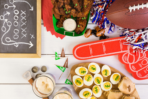 Snacks for watching a football game. championship game day party.
