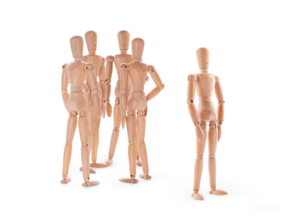 istock Wooden characters scene - behind discussion 642828302