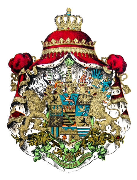 королевство саксония - coat of arms nobility lion spain stock illustrations