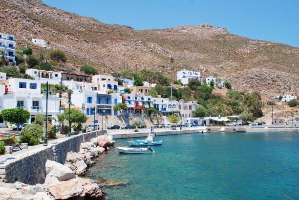 Livadia harbour, Tilos island stock photo