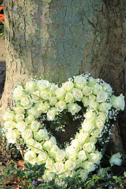 istock Heart shaped sympathy flowers 642843694