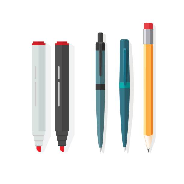 ペン、鉛筆、マーカー ベクトル、赤い消しゴム、鉛筆とボールペンのペンをドット - pencil simplicity colors red点のイラスト素材／クリップアート素材／マンガ素材／アイコン素材