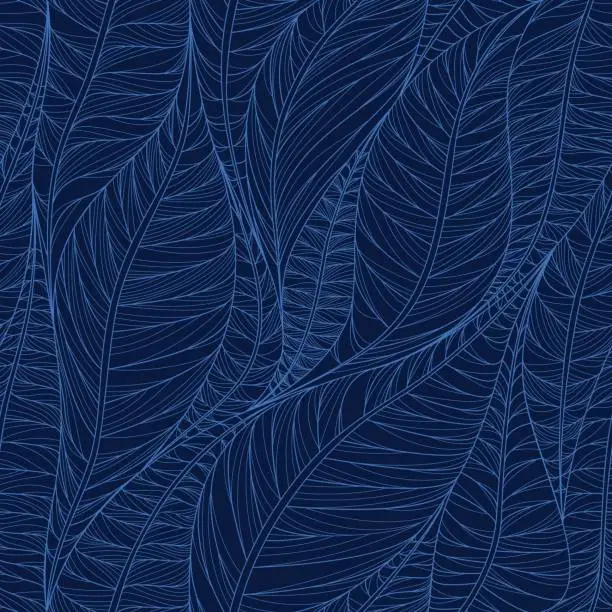 Vector illustration of Linear seamless texture on the basis of abstract leaves.
