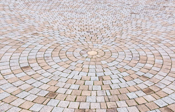 istock Duotone yellow and Gray Brick Stone on The Ground 642862288