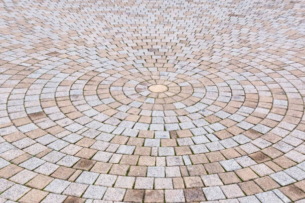istock Duotone yellow and Gray Brick Stone on The Ground 642862394