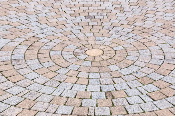 istock Duotone yellow and Gray Brick Stone on The Ground 642862500