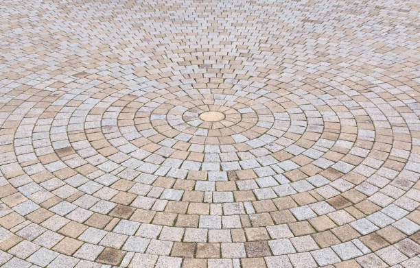istock Duotone yellow and Gray Brick Stone on The Ground 642862588