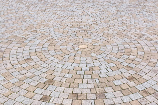 istock Duotone yellow and Gray Brick Stone on The Ground 642862654