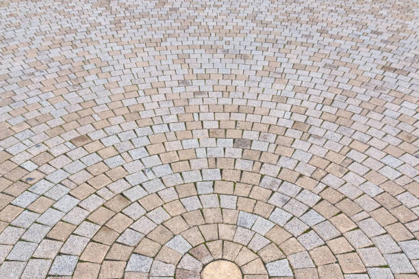 istock Duotone yellow and Gray Brick Stone on The Ground 642862714