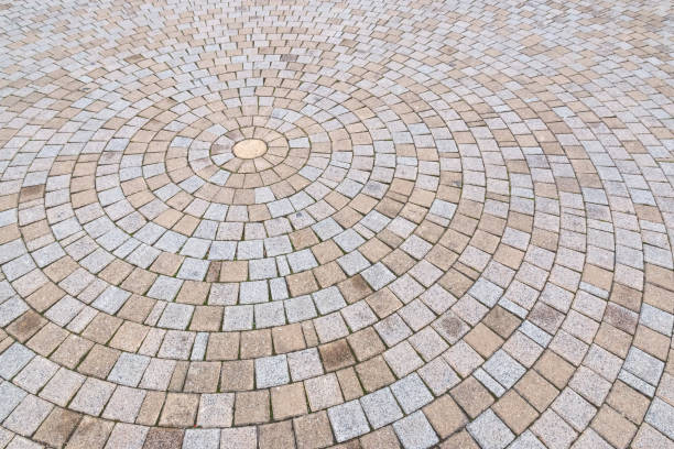 istock Duotone yellow and Gray Brick Stone on The Ground 642862854