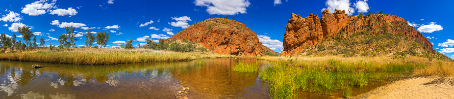 Glen Helen Gorge waterhole in the desert of the Northern Territory, Australia