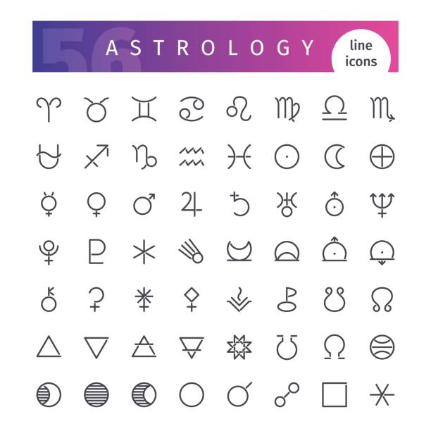 Conjunto de ícones de linha astrologia - ilustração de arte em vetor