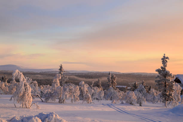 istock Sunset landscape of Lapland 642884666