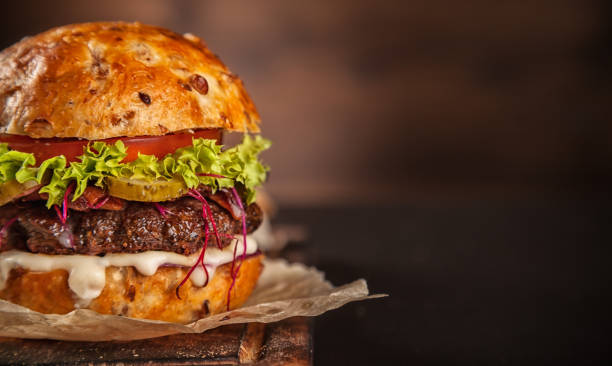 istock Home made hamburger with lettuce and cheese 642884746
