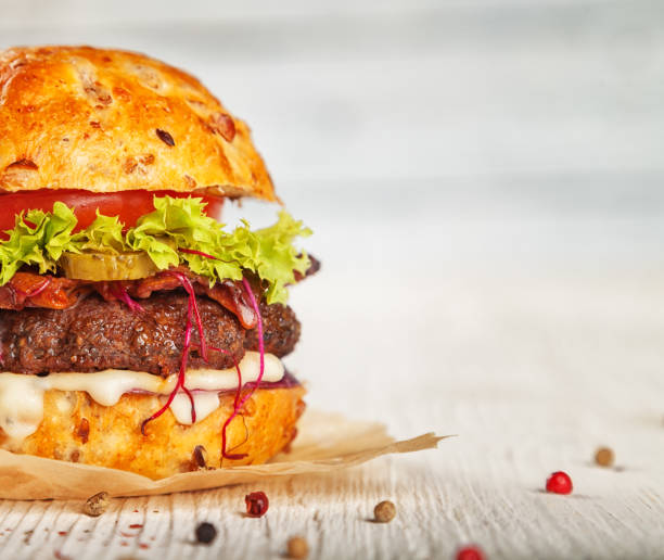 istock Home made hamburger with lettuce and cheese 642885042