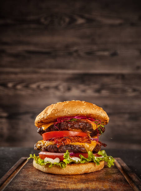 istock Home made hamburger with lettuce and cheese 642885130