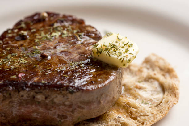 istock Beef Steak Fillet on Toasted Baguette Bread 642886038