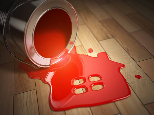 istock House renovation construction. Can with spilled paint and house symbol. 642889176