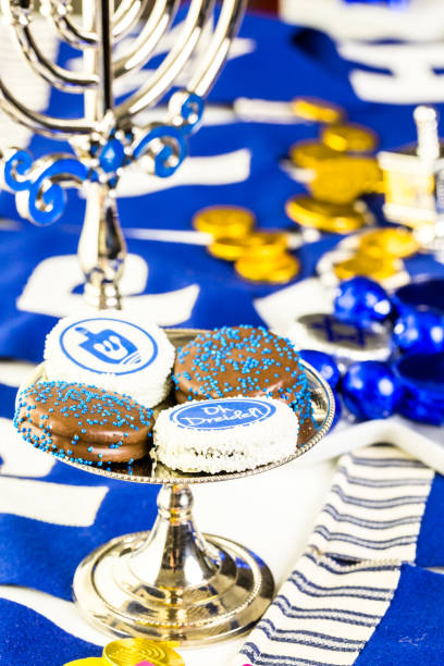 istock Chocolates decorated with blue sprinkles for Hanukkah 642901604