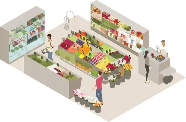 Vector illustration of Produce shop illustration