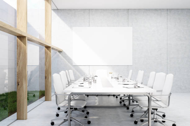istock Side view of meeting room with grass 642917658