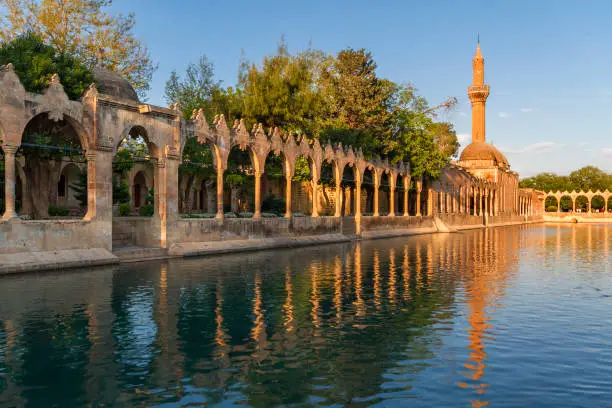 Holy pond and reflections in Balikligol, Sanliurfa, Turkey.