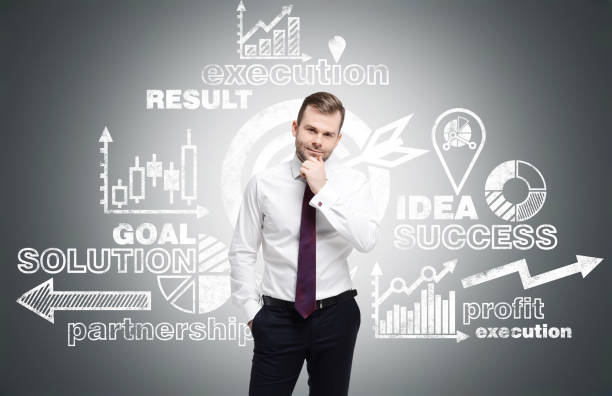 istock Pensive businessman and target sketch 642927264