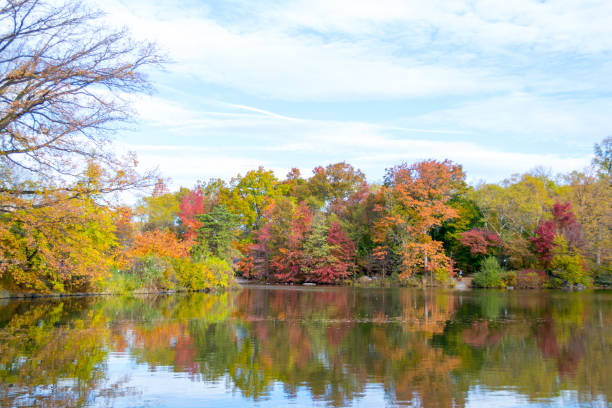istock Fall season morning by the Lake in Central Park 642940382