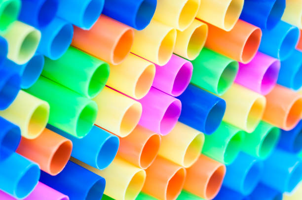 Bunch of colorful plastic drinking straws