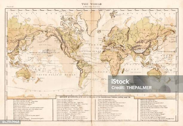 World Map 1867 Stock Illustration - Download Image Now - World Map, Old
