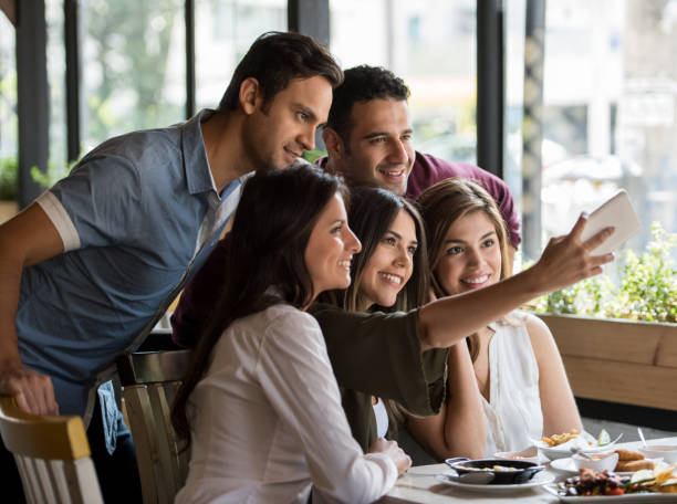istock Friends taking a selfie at a restaurant 642958686