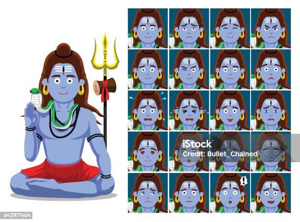 Hindu God Shiva Cartoon Emotion Faces Vector Illustration Stock  Illustration - Download Image Now - iStock