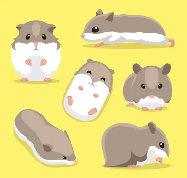 Vector illustration of Cute Hamster Poses Cartoon Vector Illustration