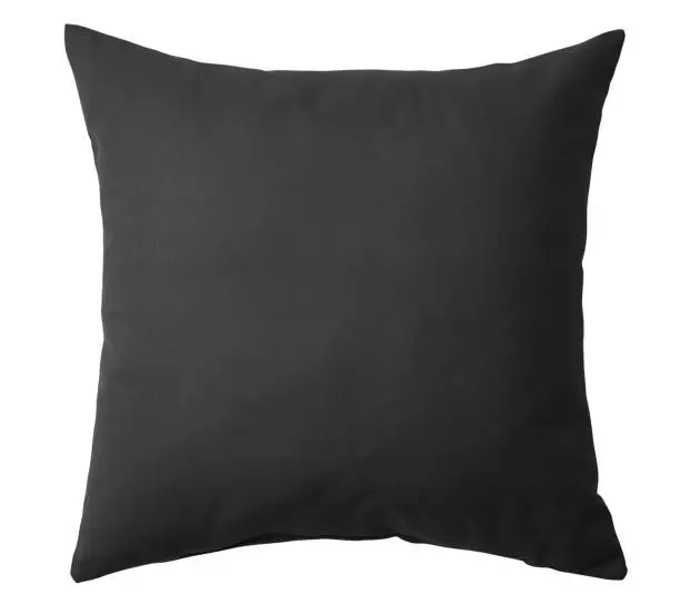 Black pillow isolated on white background. Include clipping path